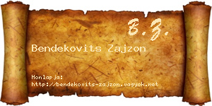 Bendekovits Zajzon névjegykártya